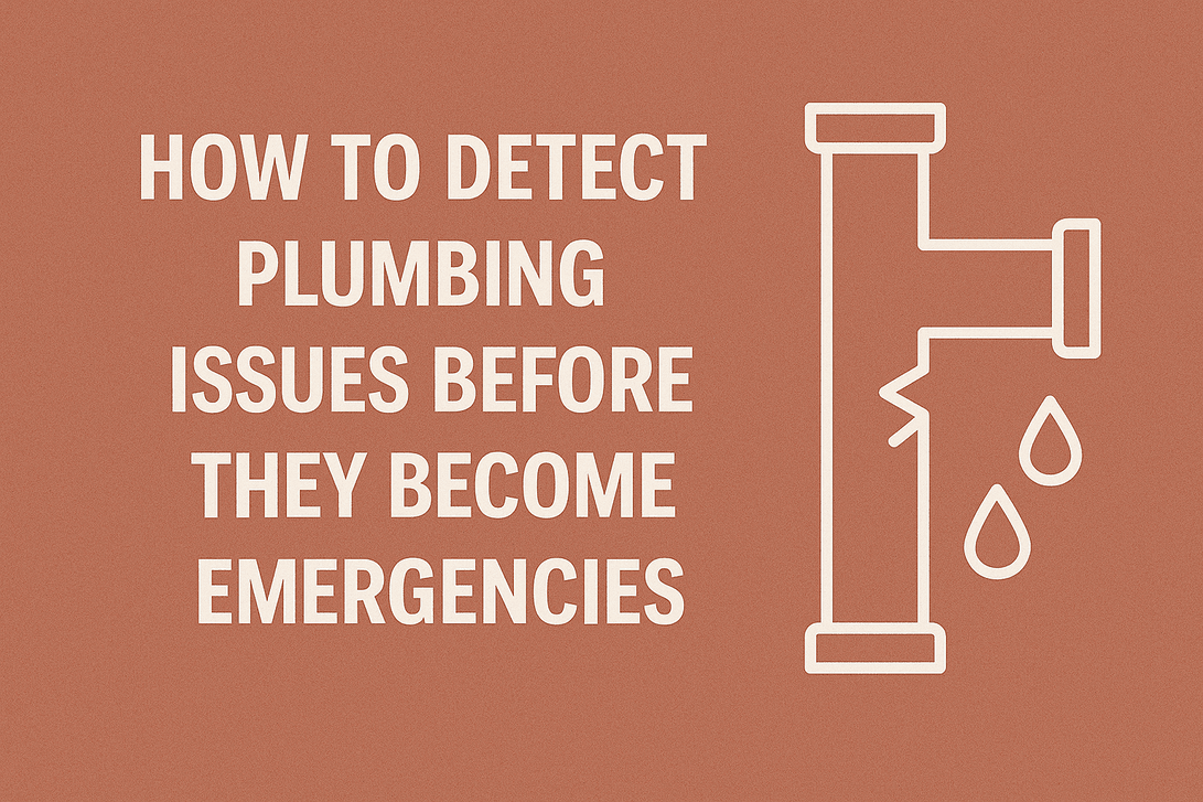 Infographic with leaking pipe illustration highlighting early signs of plumbing problems